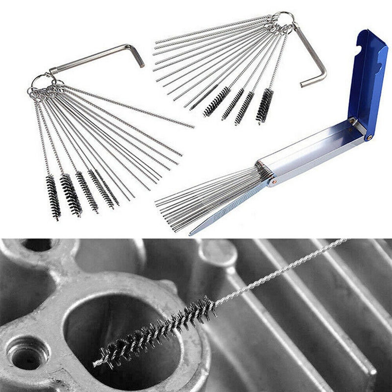 45pcs Carburetor Carb ATV Motorcycle Small Engine Cleaning Brushes Wire Tool Kit