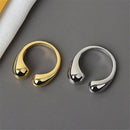 Women Minimalist Opening Rings Jewelry Gift Finger Rings Double Ball Beads