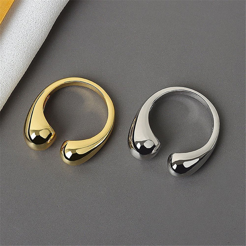 Women Minimalist Opening Rings Jewelry Gift Finger Rings Double Ball Beads