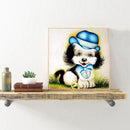 Diamond Painting Kits Full Round Blue Hat Dog DIY Handmade Art Home Decor