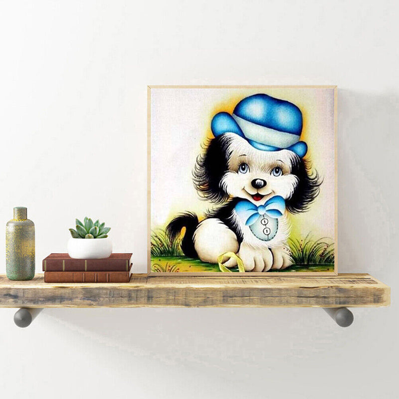 Diamond Painting Kits Full Round Blue Hat Dog DIY Handmade Art Home Decor