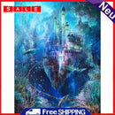 Underwater Castle Oil Paint By Numbers DIY Craft Coloring Drawing Home Decor