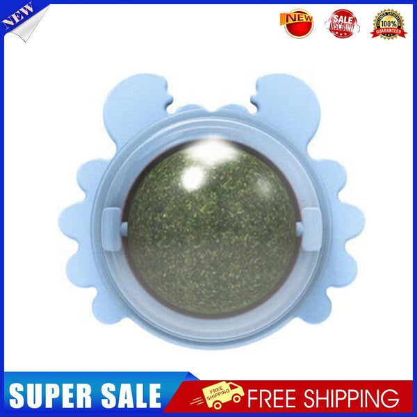 Rotatable Cat Treat Toys with Catnip Snack Licking Ball Kitten Molar (Blue)