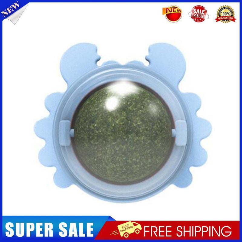 Rotatable Cat Treat Toys with Catnip Snack Licking Ball Kitten Molar (Blue)