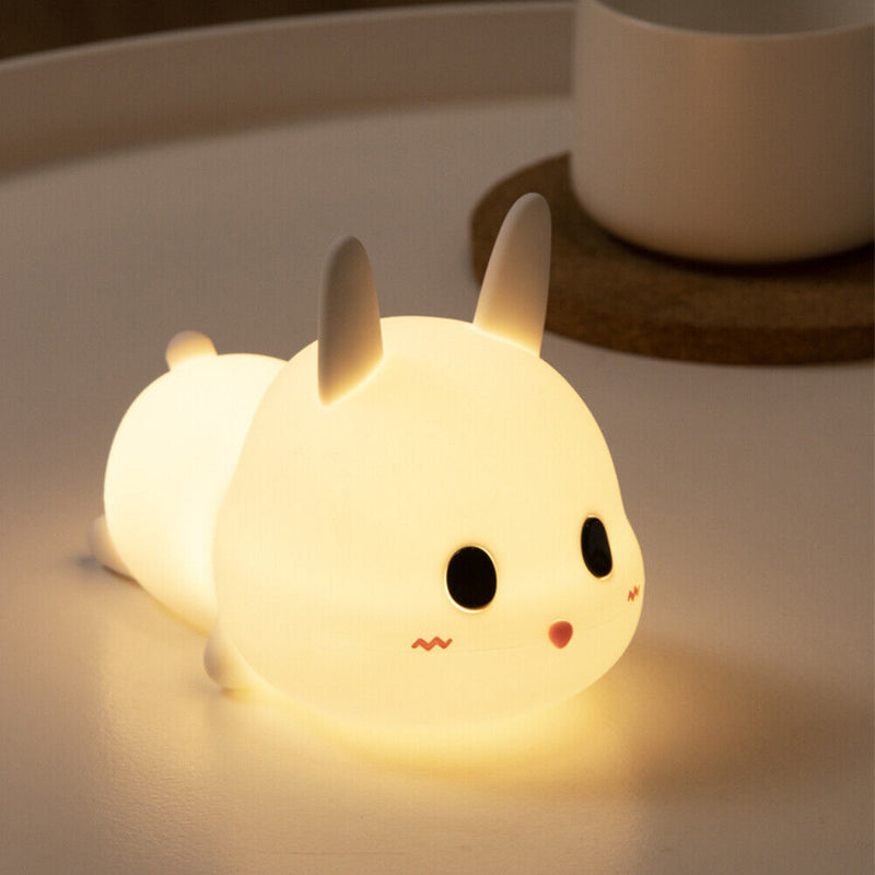 Rabbit LED Bedside Lamp Creative USB Remote Control Timing Night Lamp for Decor