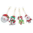4pcs Diamond Christmas DIY Full Special Shape Drill Painting Keychain Kit C