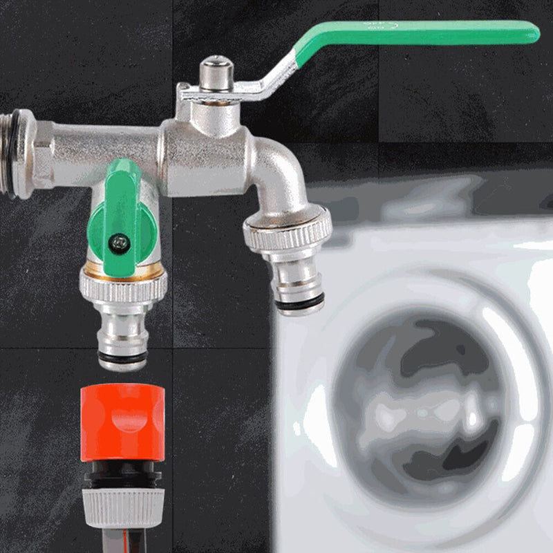 #A 1/2 inch Double Valve Outlet Nozzle Water Heads Anti-rust Water Hose Connecto