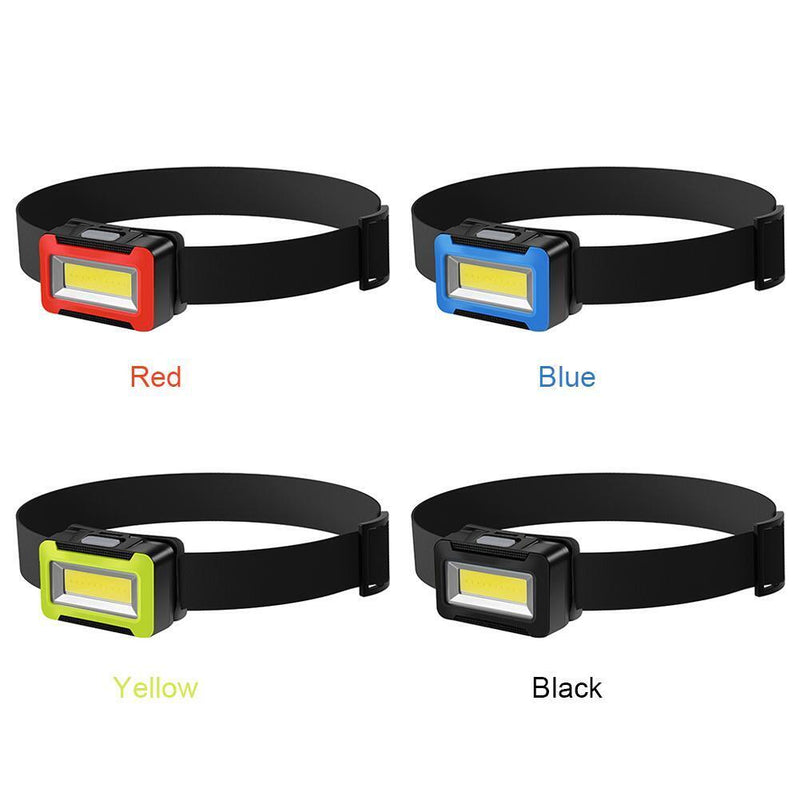 COB LED Head Lamp 3 Modes Waterproof Headlight Flashlight for Camping (Black)