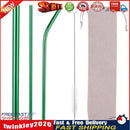 5pcs/Set Stainless Steel Reusable Drink Straws Cleaning Brush Kit (Green) Newly