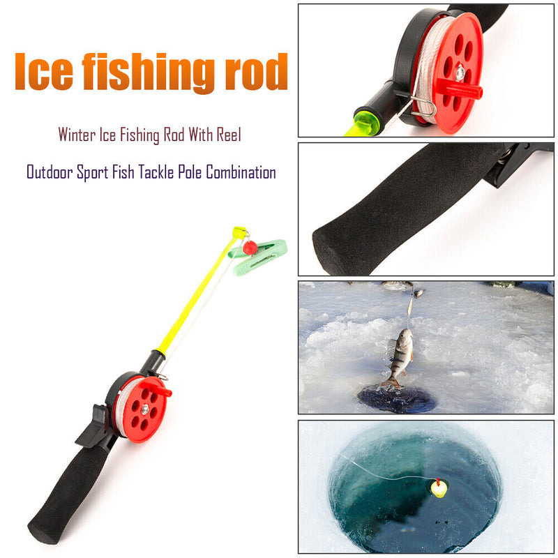 Winter Fishing Rod Shrimp Rod with Clip Outdoor Ice Pole Fishing Tackle 34c