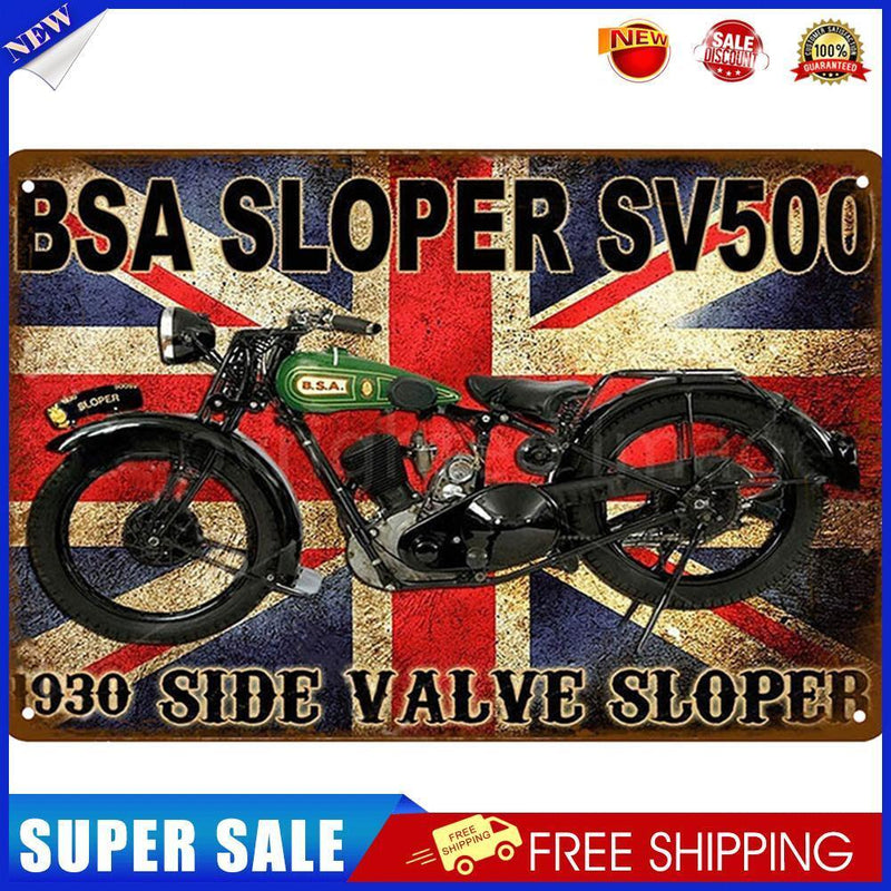 Retro Motorcycle Iron Painting Square Metal Sign Plaque Wall Posters Decor