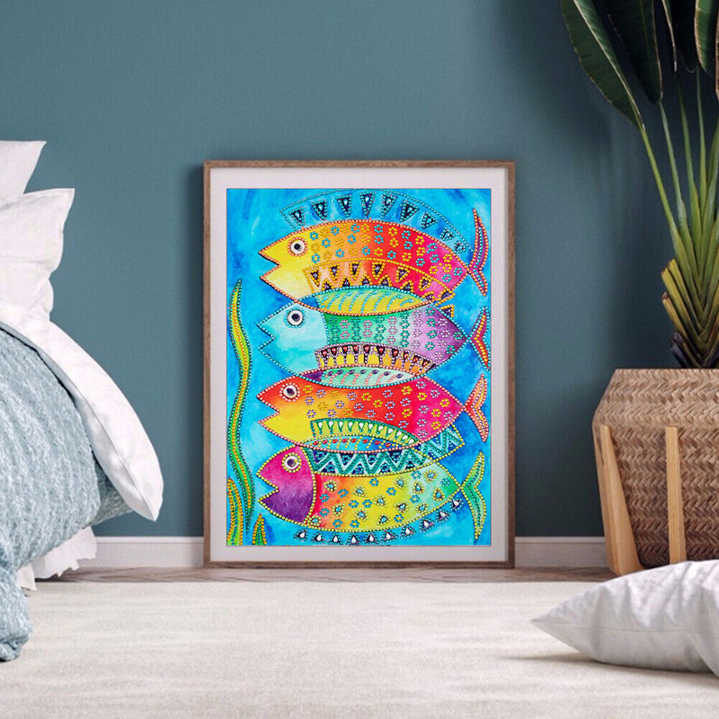 Partial Special Diamond Painting DIY Kit 4 Undersea Fish Rhinestone Picture