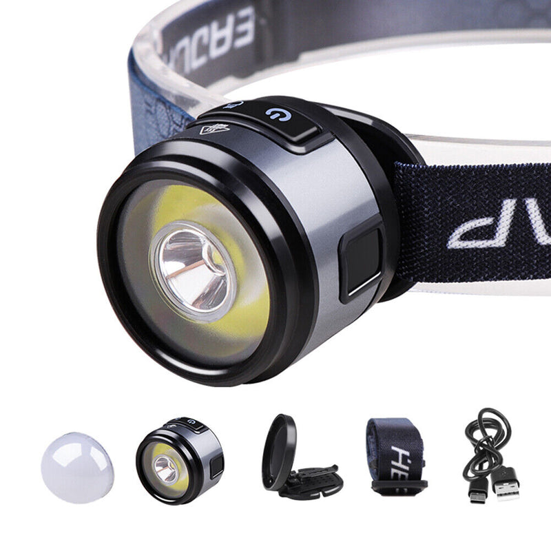 Multifunctional XPG+COB LED Clip on Cap Hat Light Camping Working Headlamp Torch