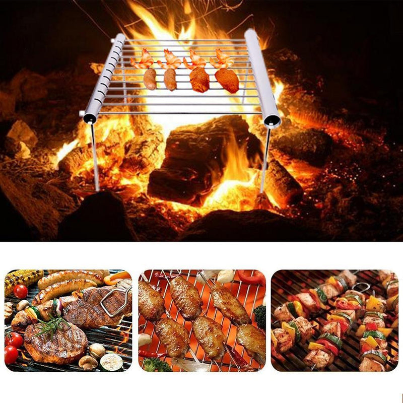 Portable Stainless Steel Barbecue Grill Foldable Outdoor Picnic BBQ Tool Newly