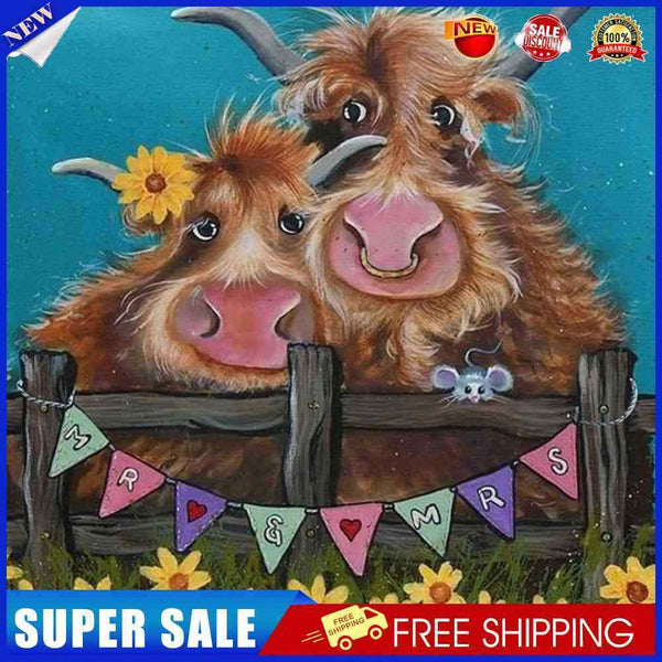 5D DIY Diamond Painting Kits Full Round Drill Yak In Flowers Mosaic Wall Pi