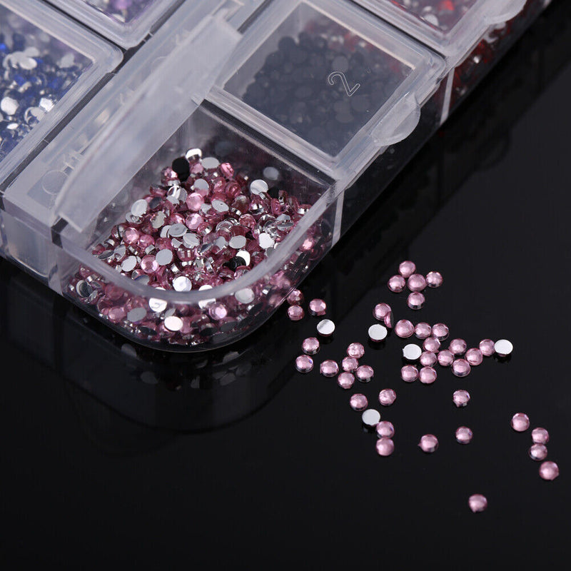 3600pcs Nail Art Rhinestones Decoration 1.5mm Round Glitters With Hard Case