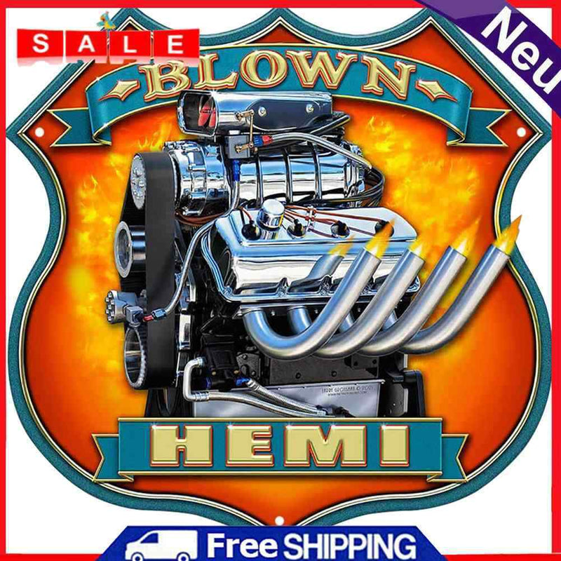 Shield Shape Racing Engine Retro Metal Plate Tin Sign Poster Plate Iron Paints