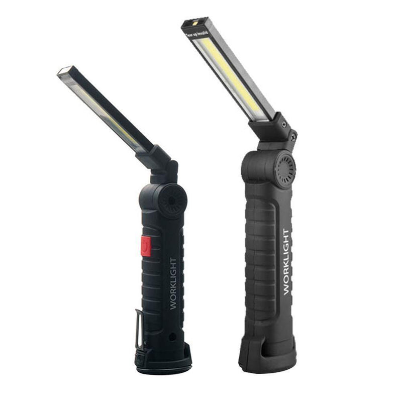 Portable COB Flashlight Rechargeable Work Camping Torch Folding Light (S)