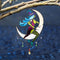 Stained Glass Halloween Witch On Moon Suncatcher Window Hangings Art Decoration
