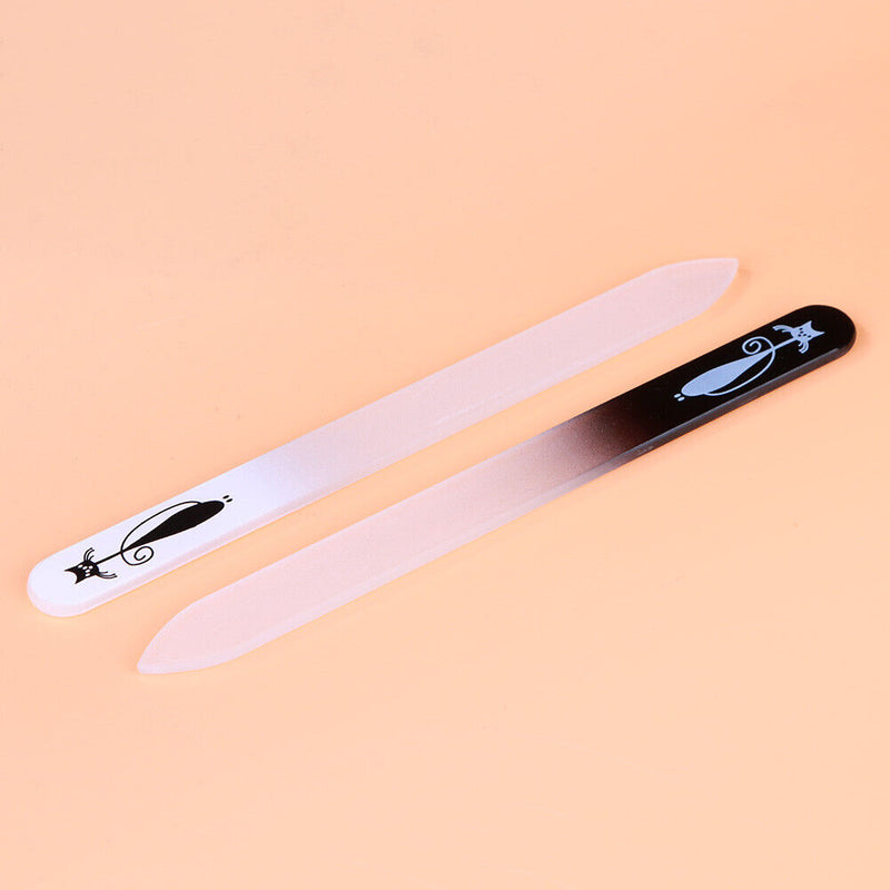 RLFS 2pcs/set Printed Double Sided Glass Nail File Manicure Polishing Nail