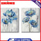 DIY Hand Painted 2 Panel Paint By Numbers Oil Canvas Pictures Flowers Kit Craft