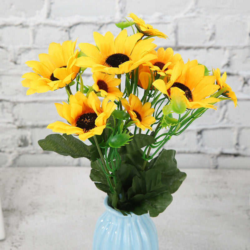 Artificial Sunflower Lifelike Silk Flower Photo Prop Bouquet Wedding Party Decor