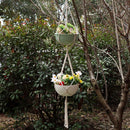 Handmade Wall Hanging Garden Decor Flower Basket Lifting Rope Hanger Baskets