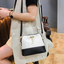 Shell Shoulder Handbag Women Shining Sequins PU Leather Messenger Bag/White
