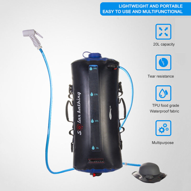 20L Water Storage Bags Outdoor Camping Hiking Solar Shower Bathing Bag