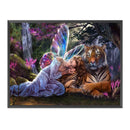 Full Cross Stitch 11CT Angel Tiger Counted Cotton Thread Animal Wall Art Cr