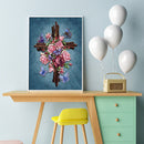 Hand Painted Artwork DIY Cross Flowers Painting By Numbers Kit Picture Craft