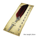 Calligraphy Feather Dip Pen with 5 Nib Writing Ink Quill Fountain Pen (Red)