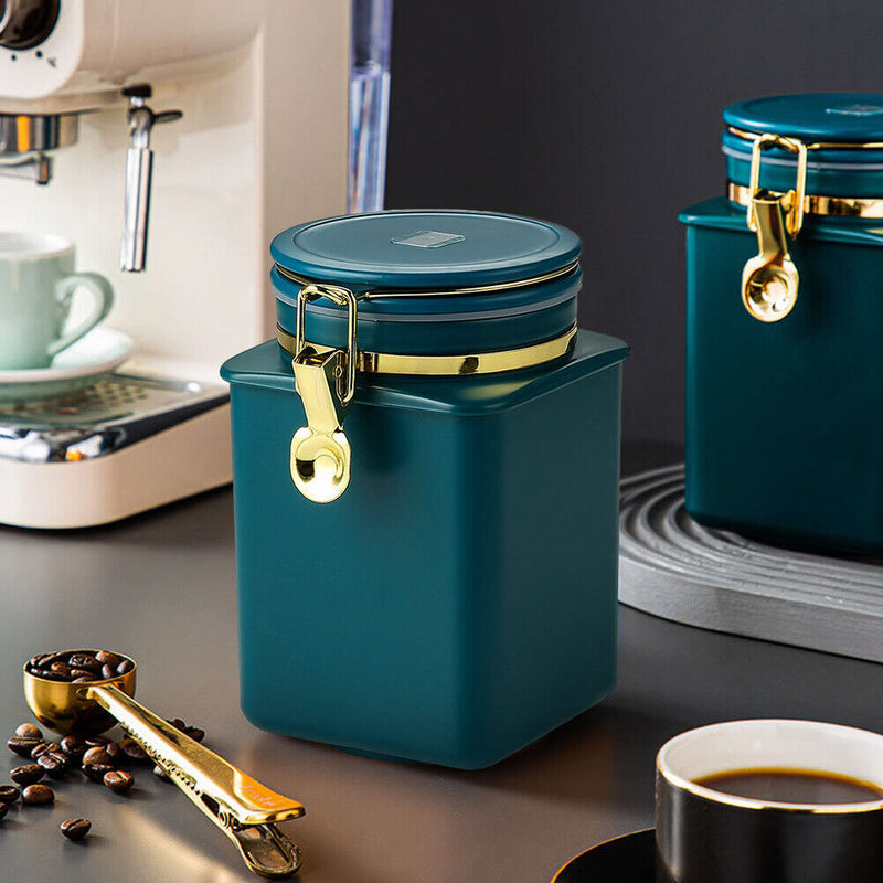 Sealed Storage Jar Coffee Bean Organizer Milk Powder Tea Food Cans (Green) Newly