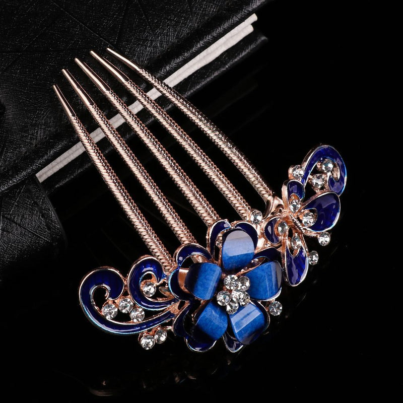Elegant Bride Hair Jewelry Hairpin Shiny Rhinestone Inlaid Flower Hair Comb