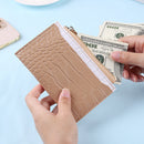 Retro Women PU Alligator Pattern Card Holder Contrast Color Wallet (Khaki)