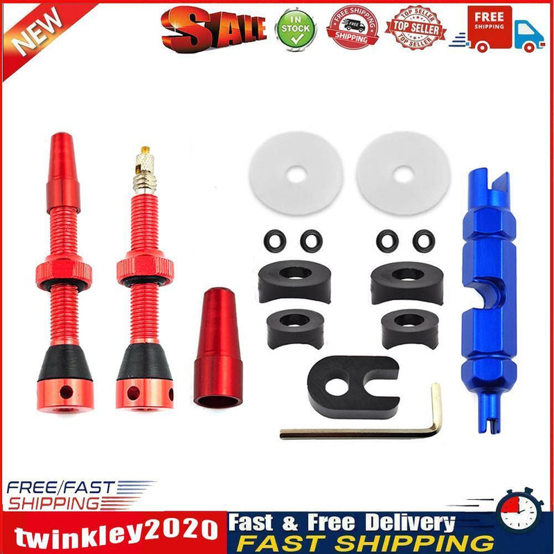 Bike Tubeless Presta Valve Set Bike CNC Machined Anodized Tool (44mm Red) Newly