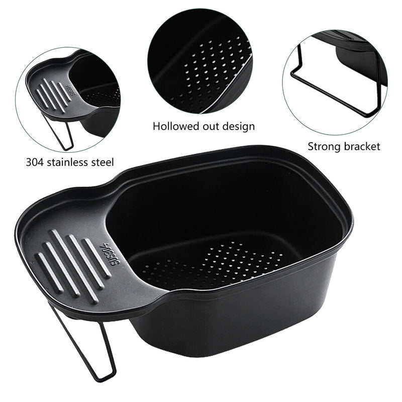 Sink Drain Basket Corner Waste Drainer Food Catcher Strainer (2 Black) Newly