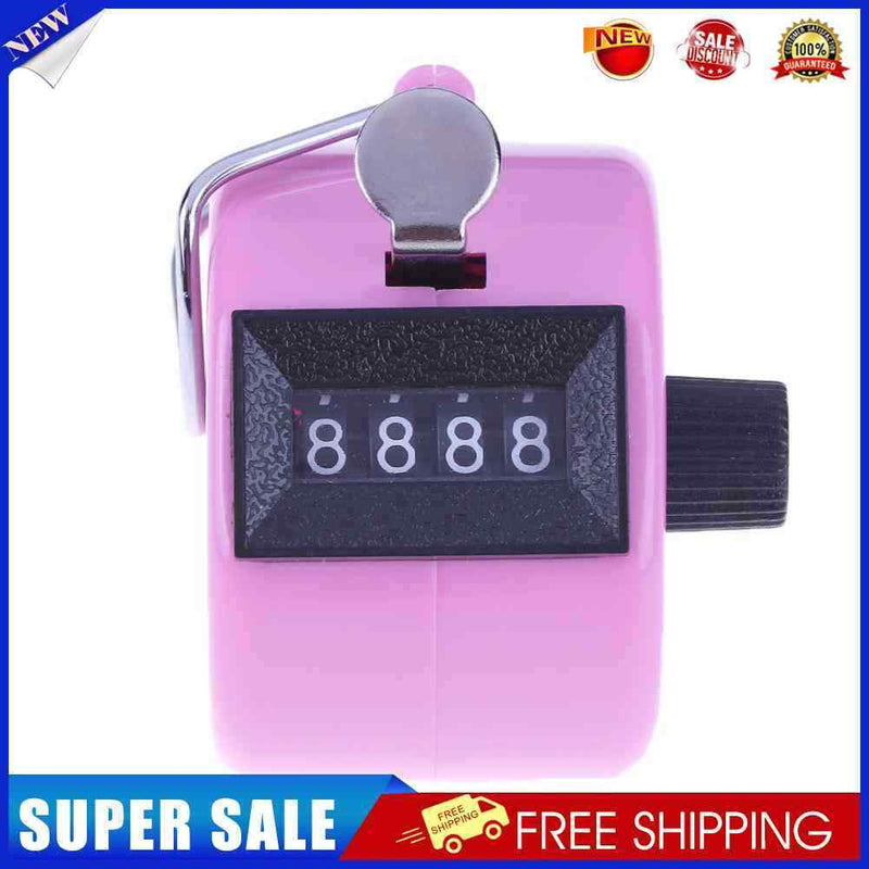 Clicker Counter 4 Digit Number Counters Plastic Shell Hand Held(Pink)