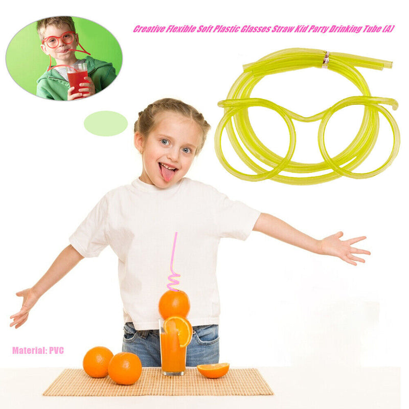 Novelty Eyeglasses Drinking Straw for Kids Birthday Party Supplies (Yellow)