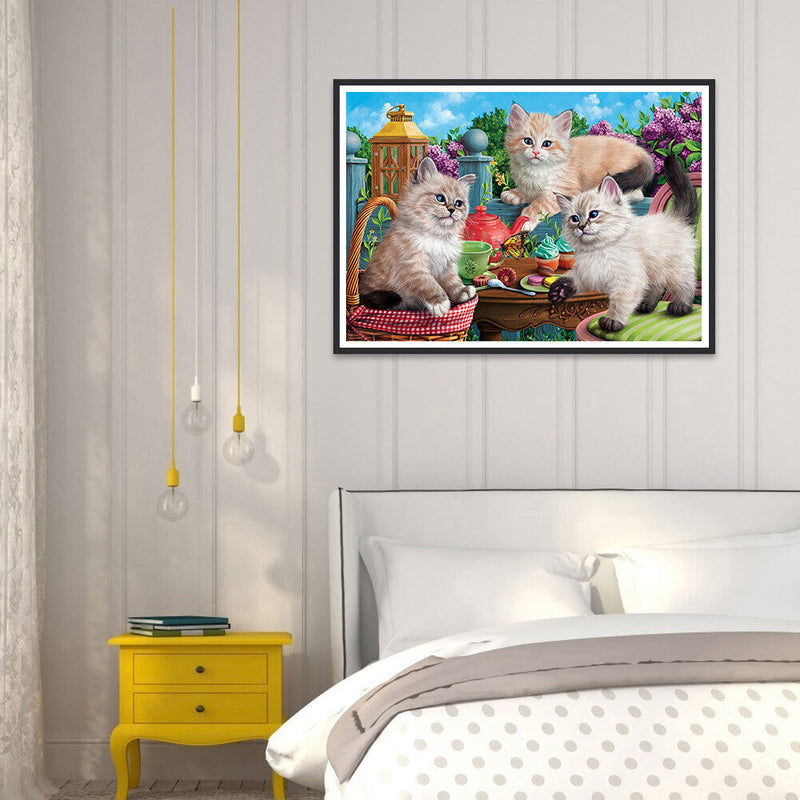 Playing Kitten 5D DIY Diamond Painting Kits Full Square Drill Wall Decor Crafts