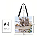Donkeys Printed Shoulder Shopping Bag Casual Large Tote Handbag (40*40cm)