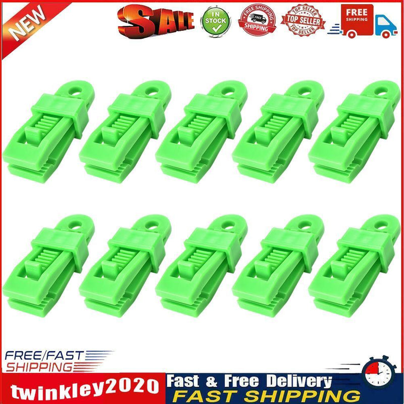 10pcs Outdoor Large Canopy Wind Rope Clamps Windproof Tent Clips (Green) Newly