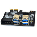 PCIe to PCIe Adapter 1x to 16x 1 to 4 USB 3.0 Mining Riser Card Molex 4 Pin