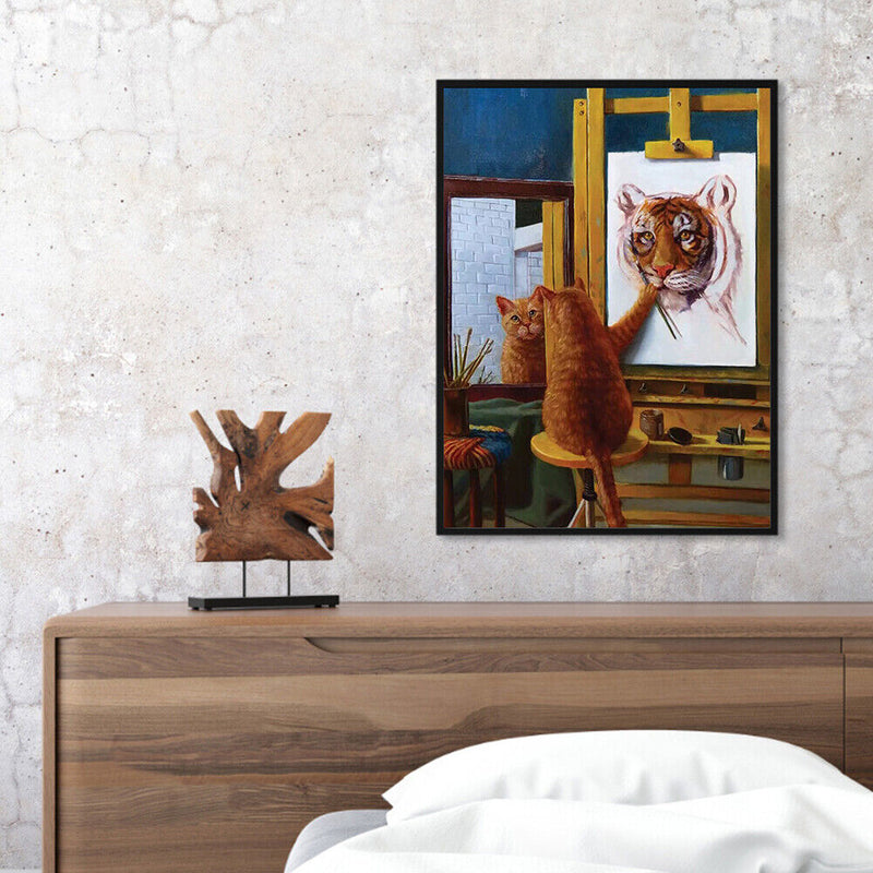 Frameless Oil Paint By Numbers DIY Cat Tiger Picture Craft Kits for Bedroom