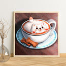 5D Diamond Painting Kit Coffee Kitten Full Round Drill Rhinestone DIY Wall