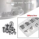 Set Screws 200 Piece Stainless Steel Allen Head Inner Hex Threaded Screws Sortime