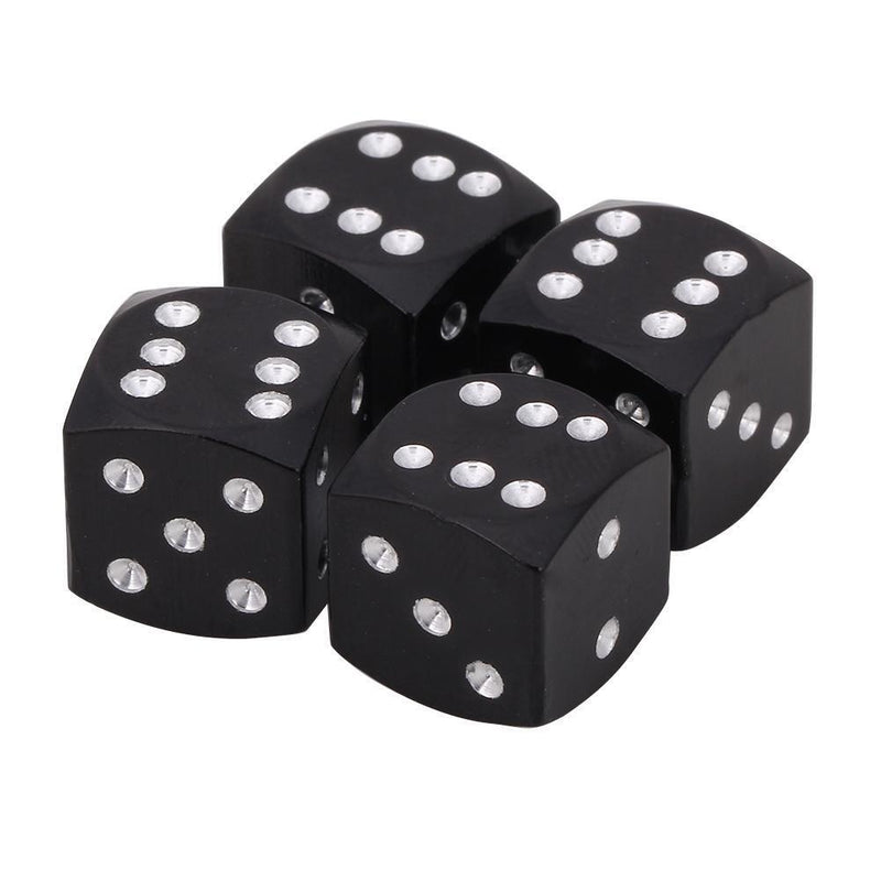 4pcs Dice Style Car Tire Wheel Tyre Caps Valve Stem Dust Covers (Black)