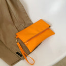 #A Clutch Bag Solid Color PU Leather Ladies Pouch Folding Handbag Coin Wallet