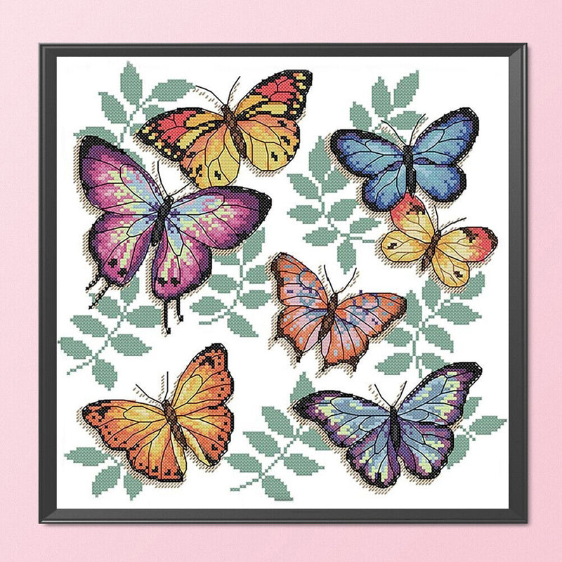 Partial Cross Stitch 14CT Colorful Butterflies Counted DIY Animal Embroidery Art