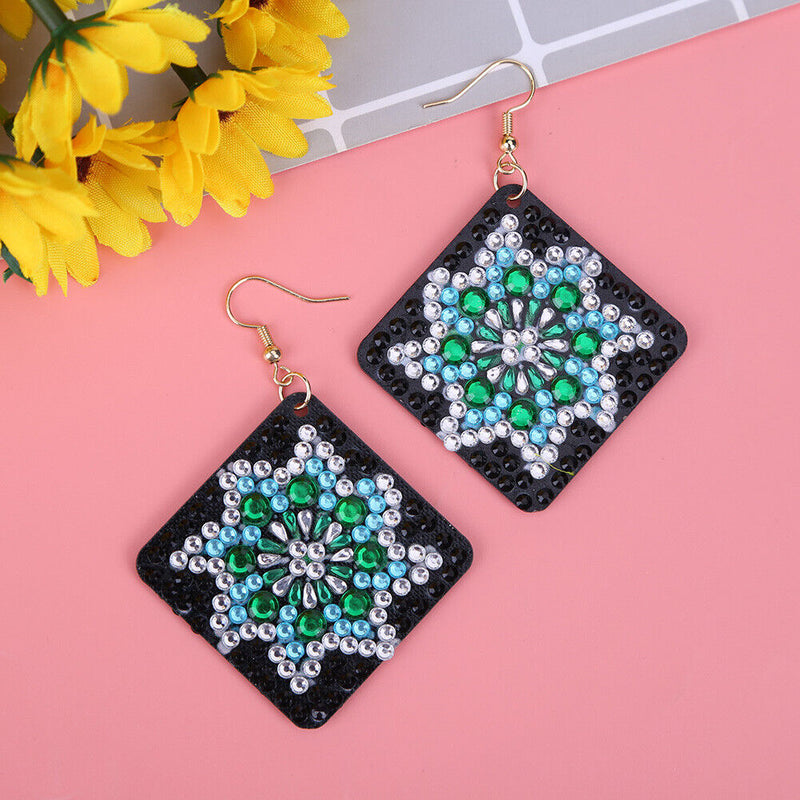 5D DIY Diamond Painting Earrings Double-sided Square Drop Earrings (RZ009) Newly